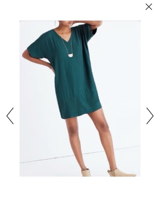 Madewell Dresses & Skirts - Madewell Deep Green V-Neck Short Sleeve Shift Dress